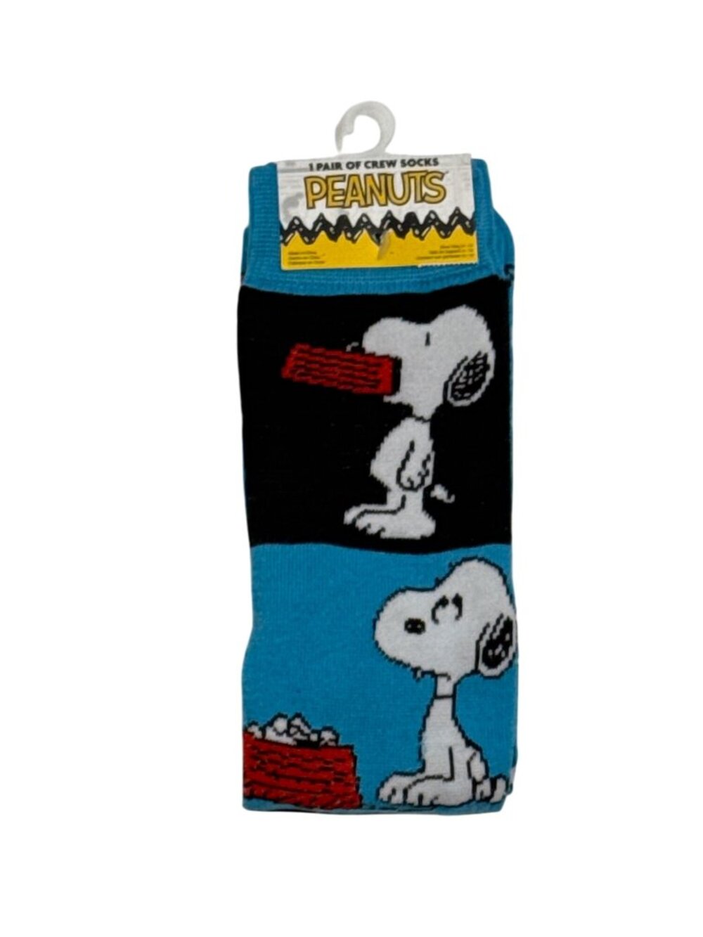 Peanuts Snoopy Crew Socks Blue Black Funny Graphic Men’s